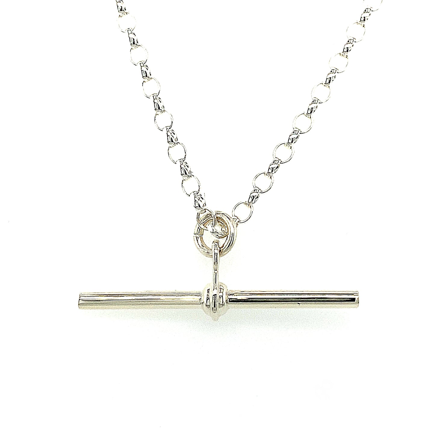 Sterling Silver T-Bar And 18'maxi Belcher Chain