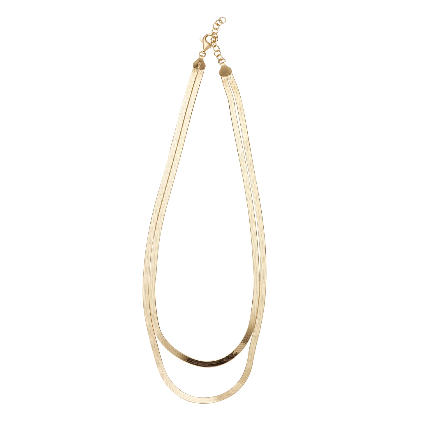 Sterling Silver Gold Plated Double Snake Chain Necklet