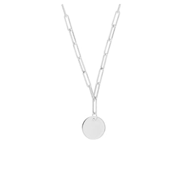 Sterling Silver Round Disc Long Link Necklet