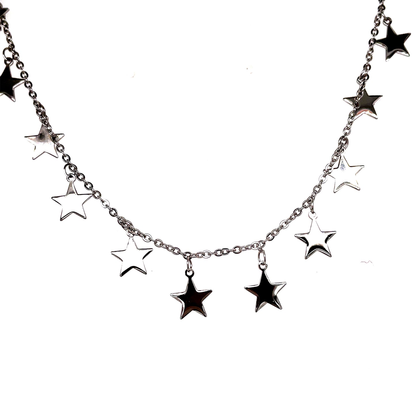 Sterling Silver Scattered Star Necklet