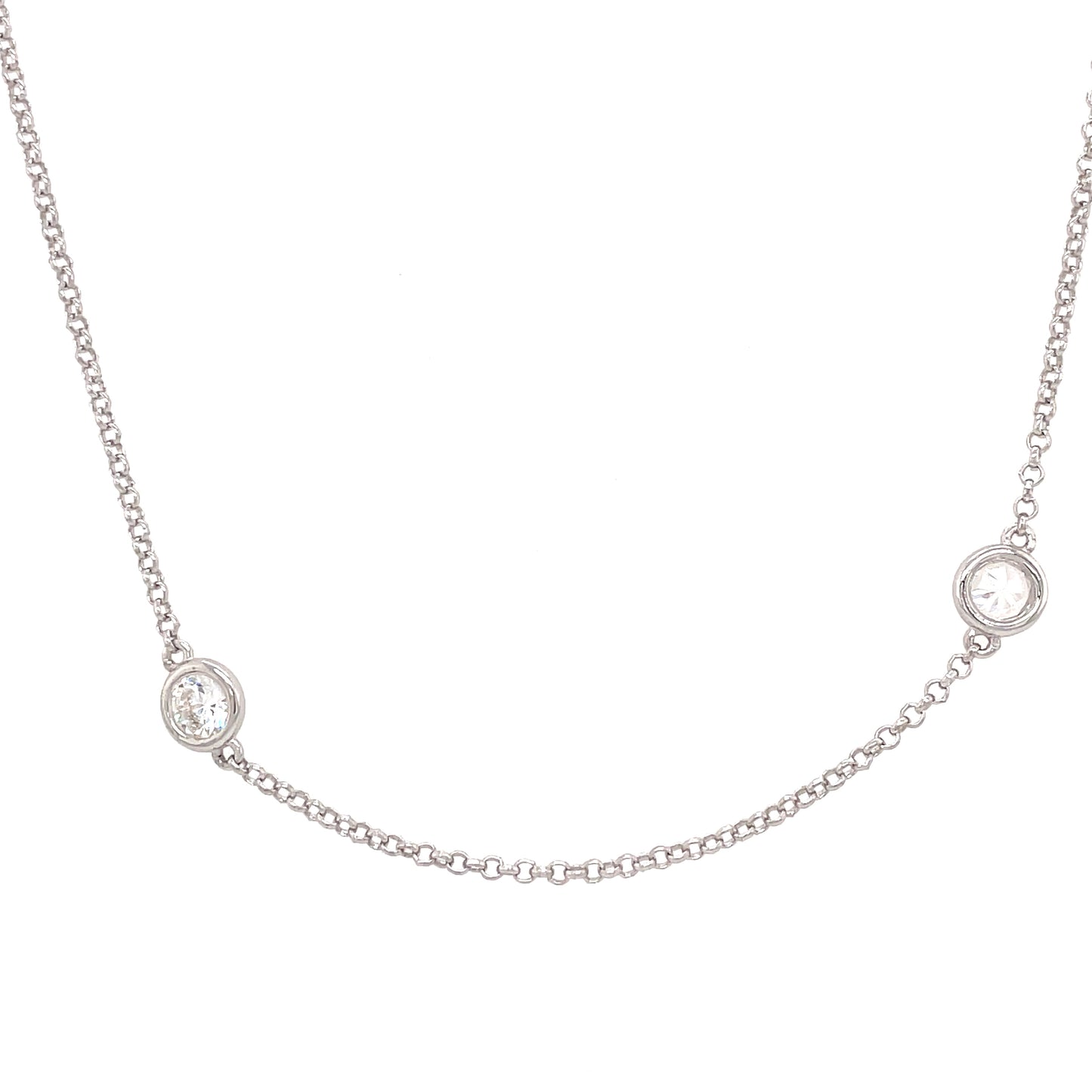 Sterling Silver Rubover Cubic Zirconia Scatter 49cm Chain