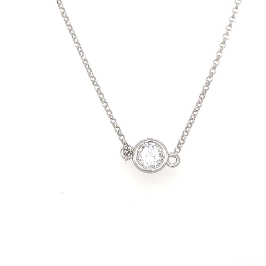 Sterling Silver 7 Rubover Cubic Zirconia Chain