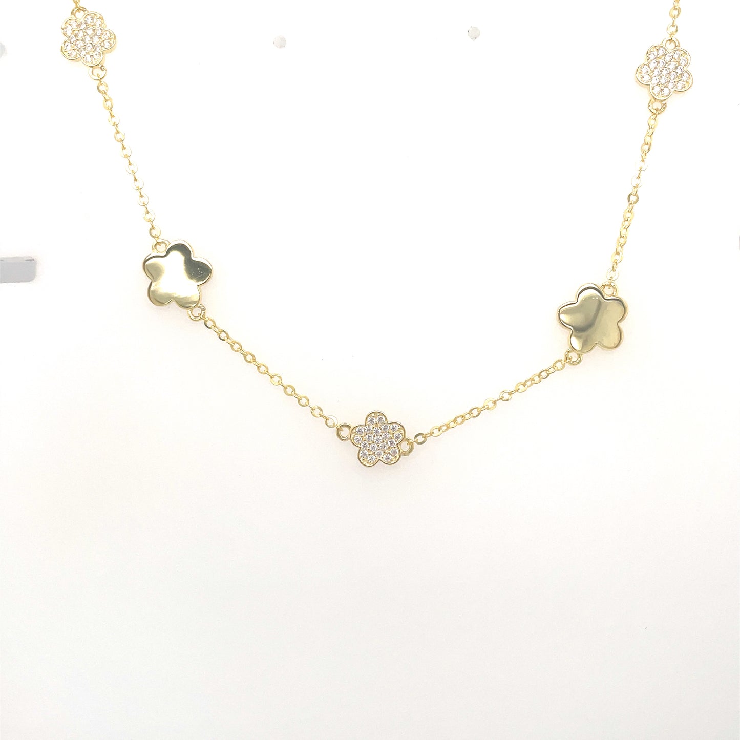 Sterling Silver Gold Plated Cubic Zirconia Scatter Necklet