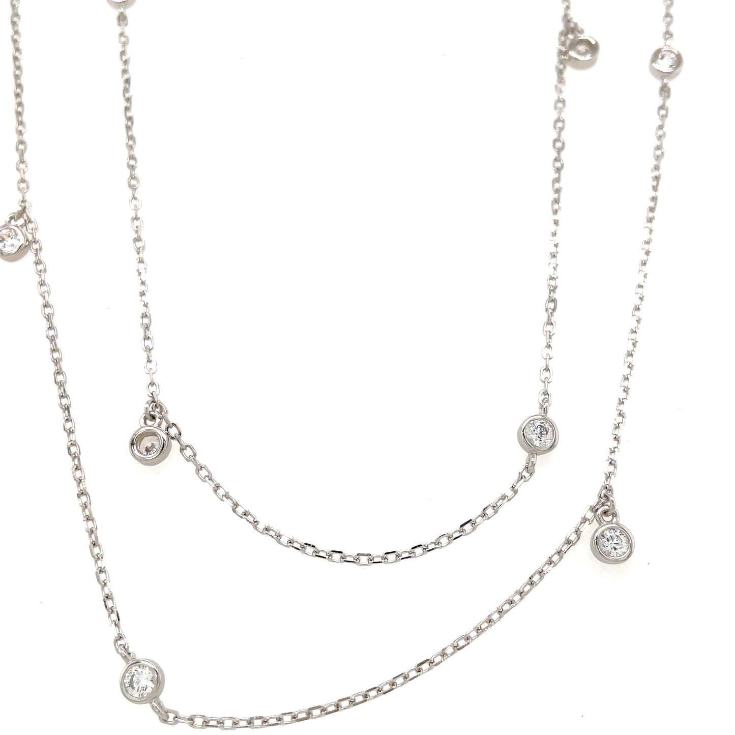 Sterling Silver Cubic Zirconia Scatter Drop Necklet