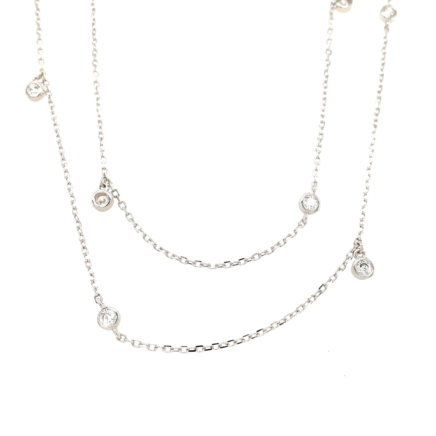 Sterling Silver Cubic Zirconia Scatter Drop Necklet