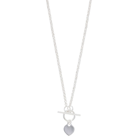 Silver Necklet Tbar + Heart