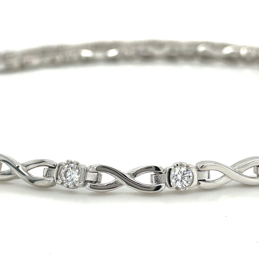 Sterling Silver Cubic Zirconia Infinity Link Necklet