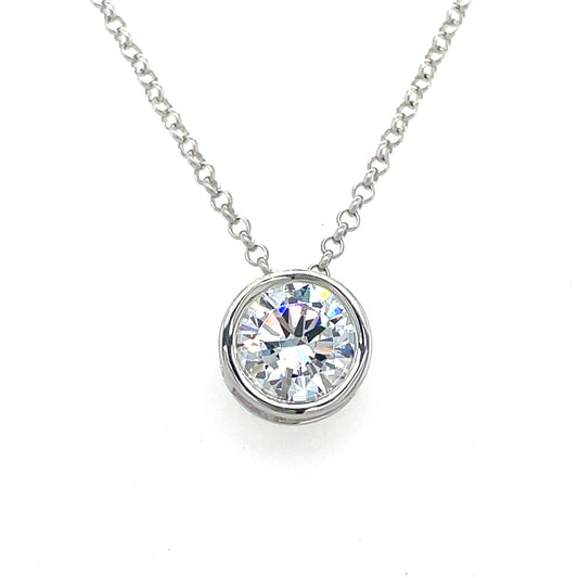 Sterling Silver Round Cuic Zirconia Slider Pendant