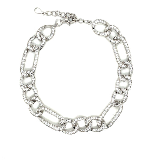 Sterling Silver Cubic Zirconia Open Link Bracelet