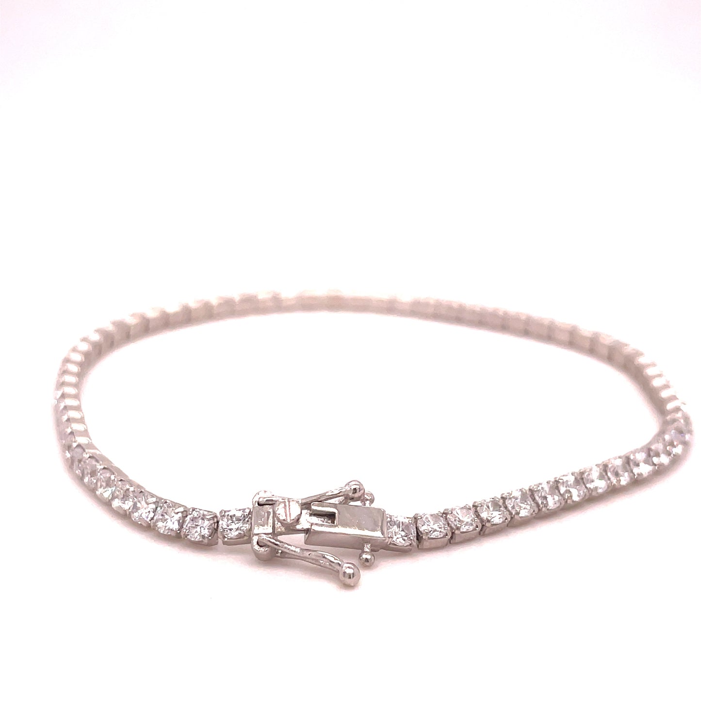 Sterling Silver Cubic Zirconia 2mm Tennis Bracelet