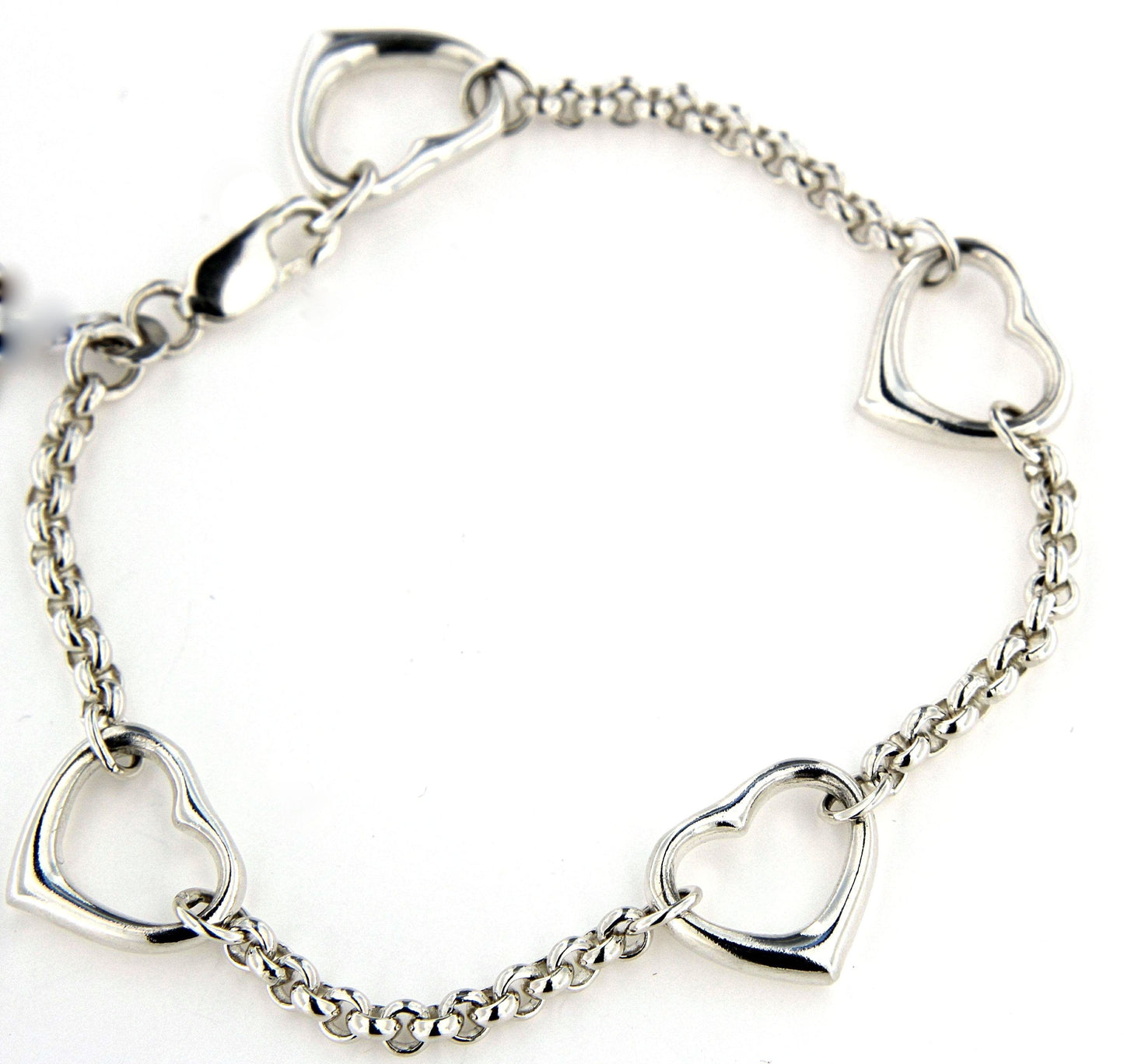 Sterling Silver Open Heart Motif On A Belcher Chain