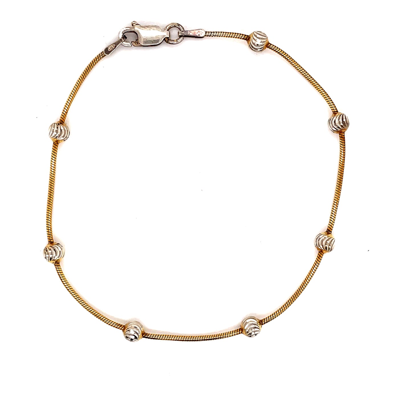 Sterling Silver Bracelet Gold Plated With Diamond Cut Motif