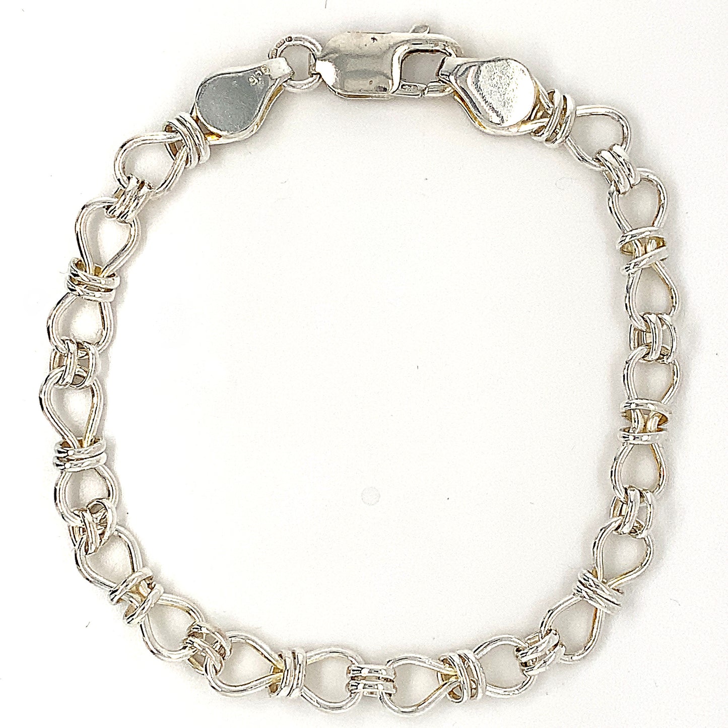 Sterling Silver Bow Shaped Link Bracelet