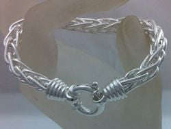 Sterling Silver Rope Link Bracelet With XL Bolt Clasp