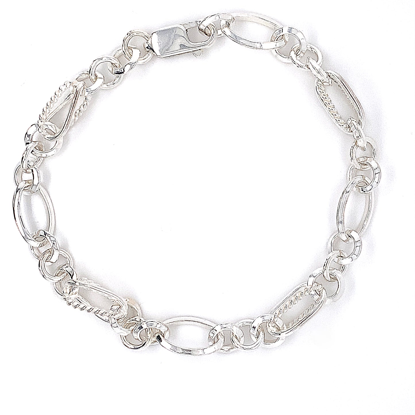 Sterling Silver Long Round Link Bracelet