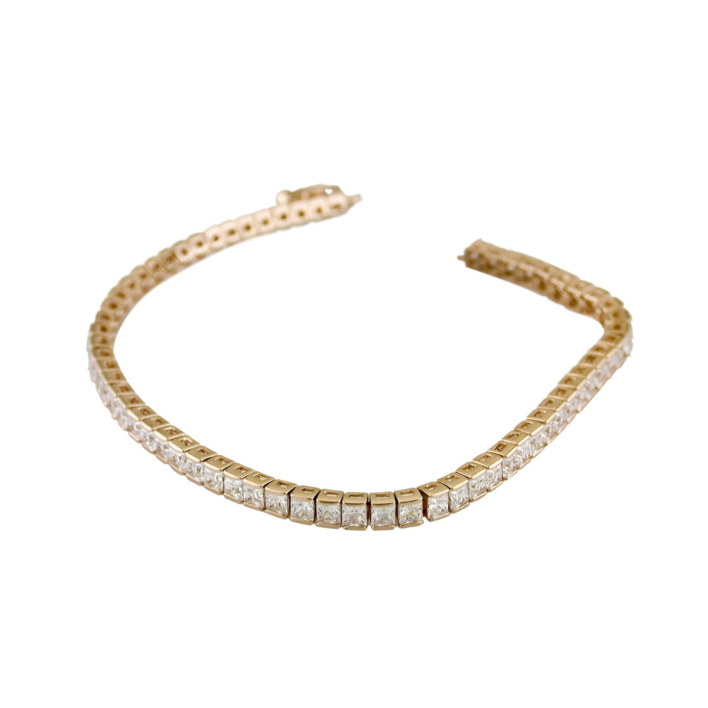 Sterling Silver Cubic Zirconia Tennis Bracelet In Rose