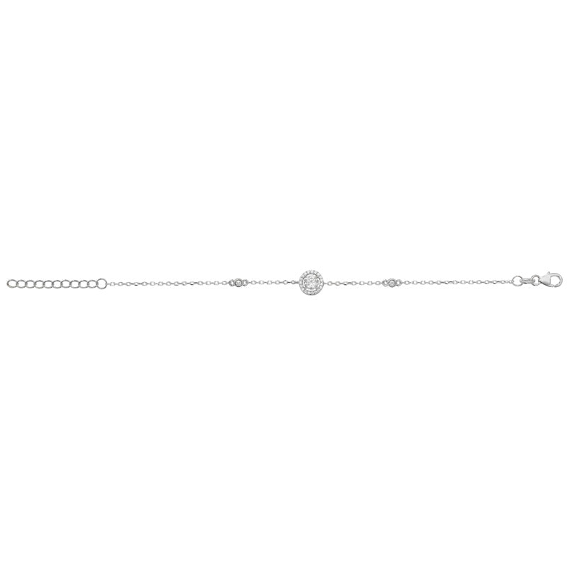 Sterling Silver Cubic Zirconia Solitaire Centre Bracelet