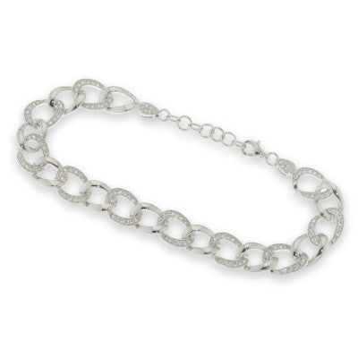 Sterling Silver Cubic Zirconia Open Link Bracelet