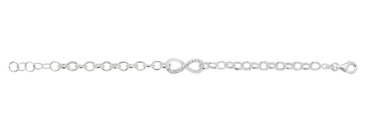 Sterling Silver Cubic Zirconia/Polished Infinity Bracelet