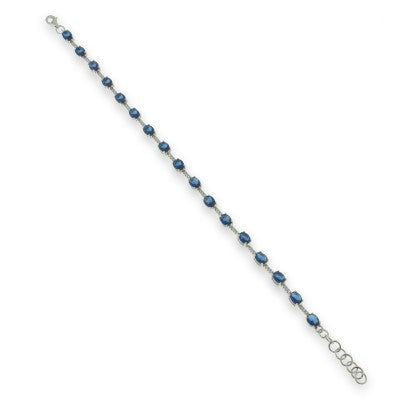 Sterling Silver Cubic Zirconia And Blue Bracelet
