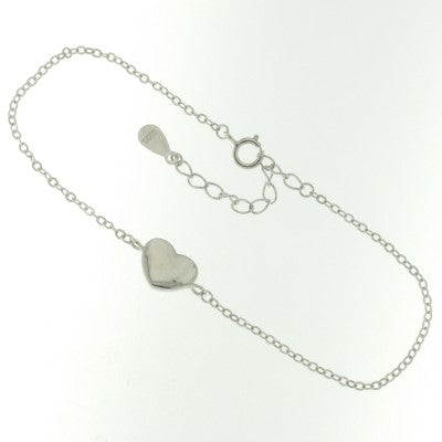 Sterling Silver Heart Disc Bracelet