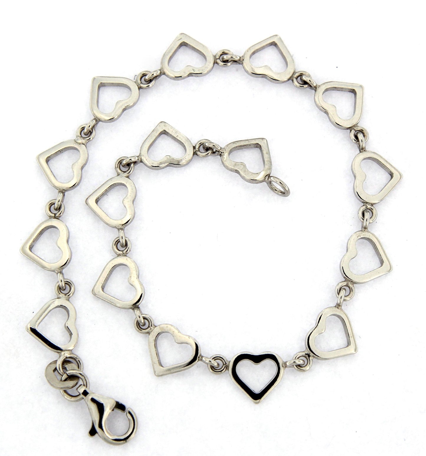 Sterling Silver Open Heart Link Bracelet