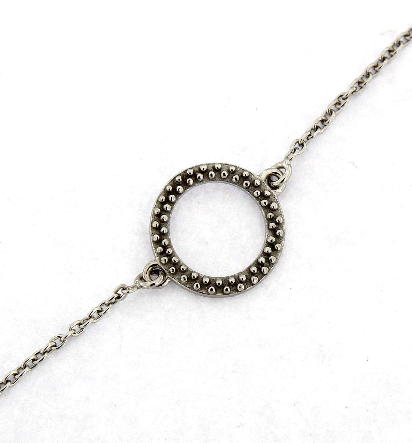 Sterling Silver Open Stone Set Cirlcle Bracelet