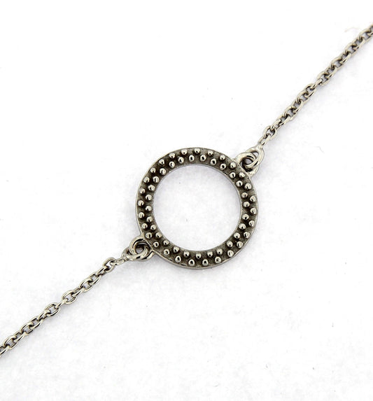 Sterling Silver Open Stone Set Cirlcle Bracelet