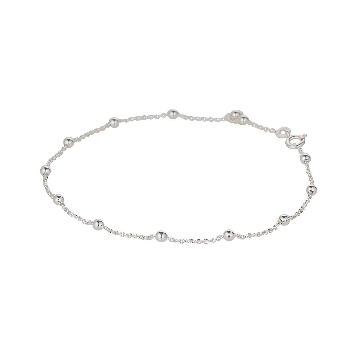Sterling Silver Beaded Anklet
