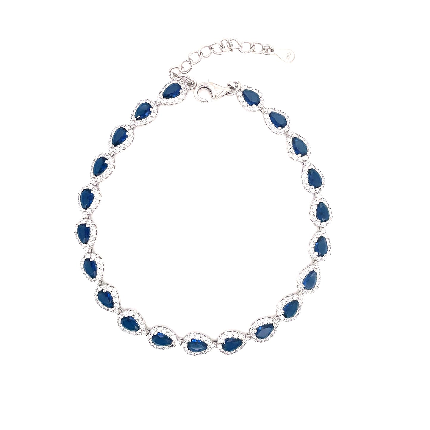 Sterling Silver Blue And Cubic Zirconia Bracelet