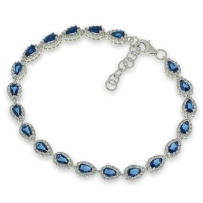 Sterling Silver Blue And Cubic Zirconia Bracelet