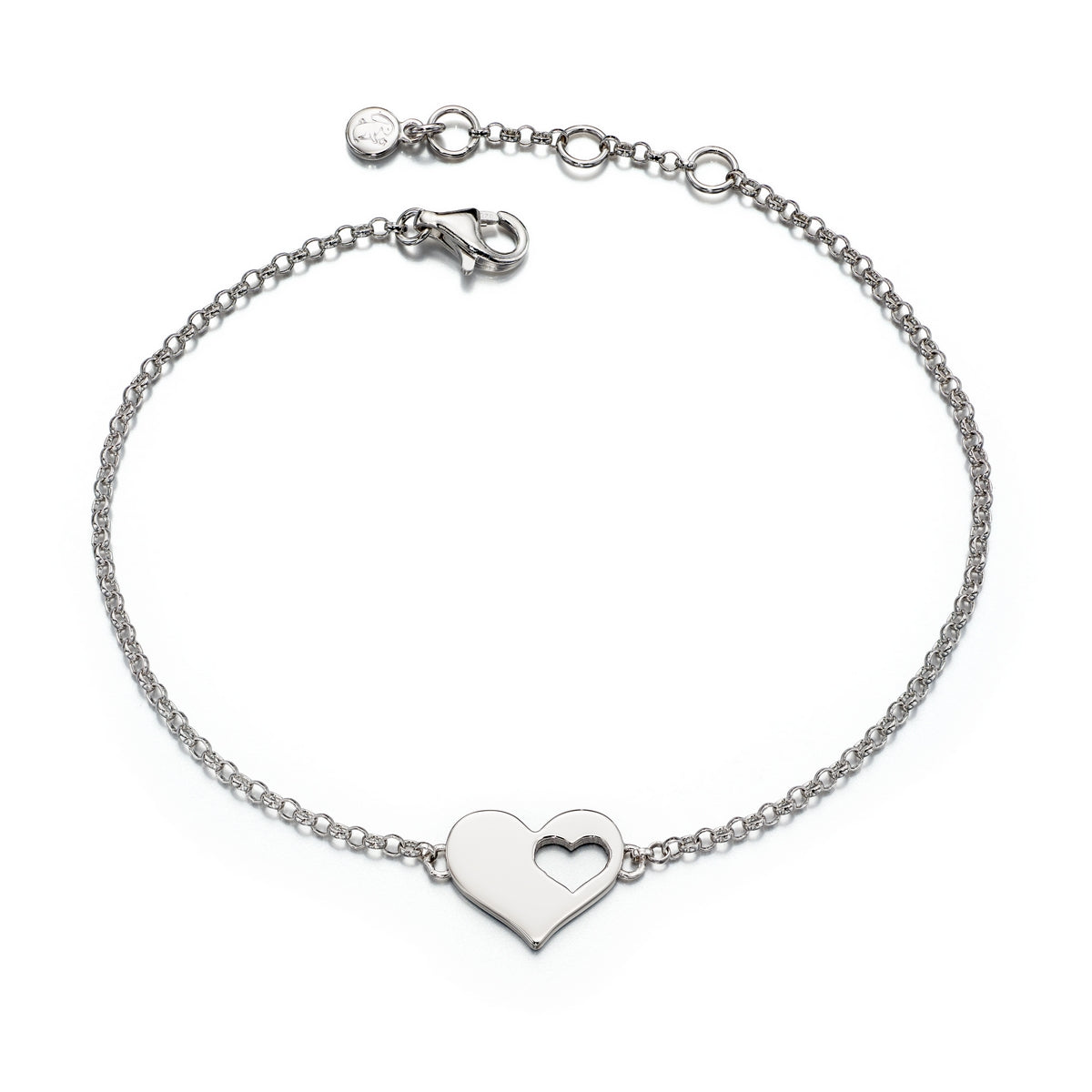 Sterling Silver Cut Out Heart 'Poppy' Bracelet