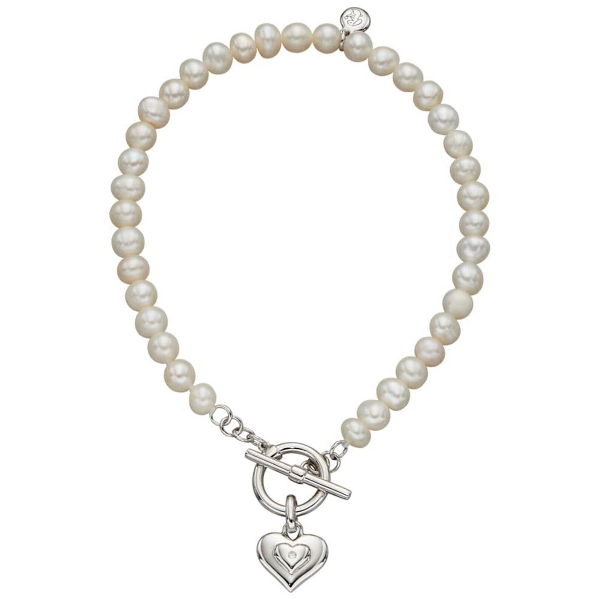 Sterling Silver Childs Pearl And Tbar 'Carina' Bracelet