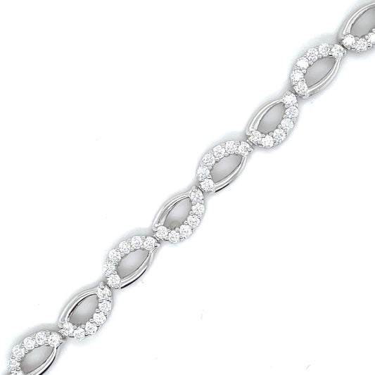 Sterling Silver Cubic Zirconia Weaved Bracelet