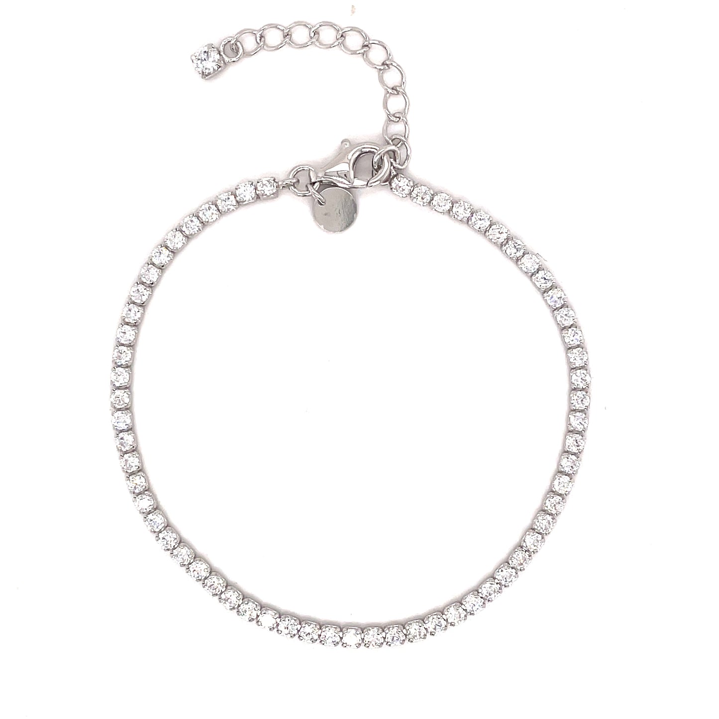 Sterling Silver 2mm Cubic Zirconia Line Bracelet