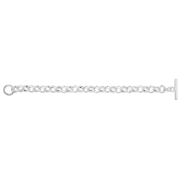 Sterling Silver Belcher Link And T-Bar Bracelet