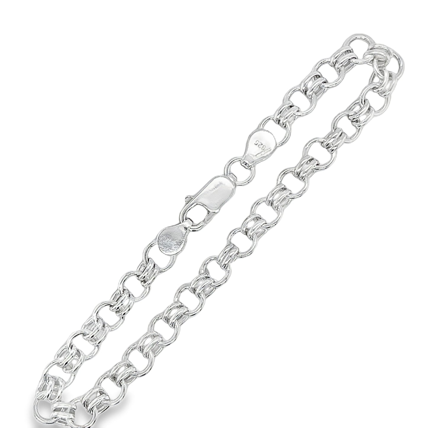 Sterling Silver 7.5' Two-One Cable Link Bracelet