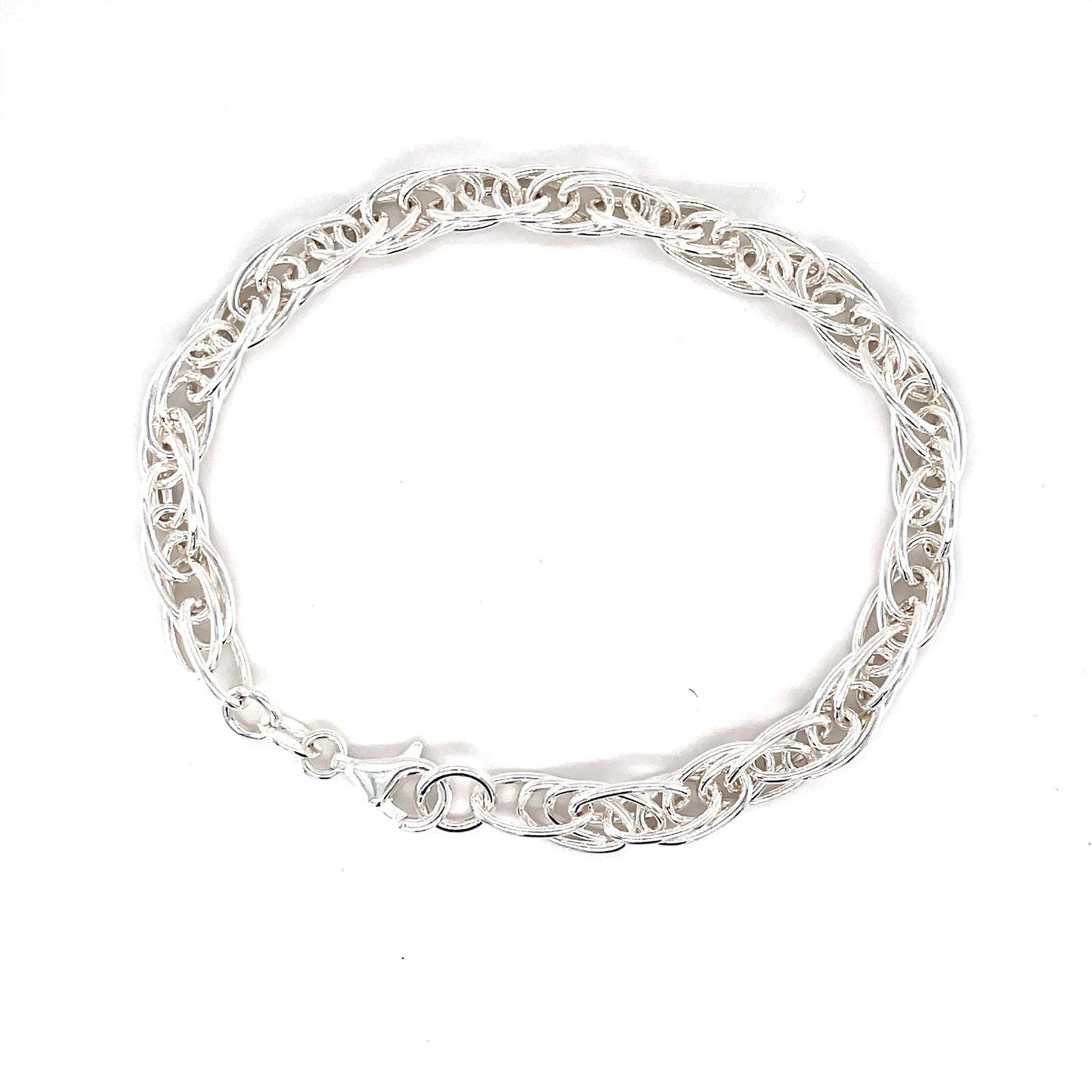 Sterling Silver 7.5' Oval Rope Plain Bracelet
