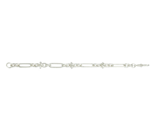 Sterling Silver Open Oval Link Bracelet With Woven Knot