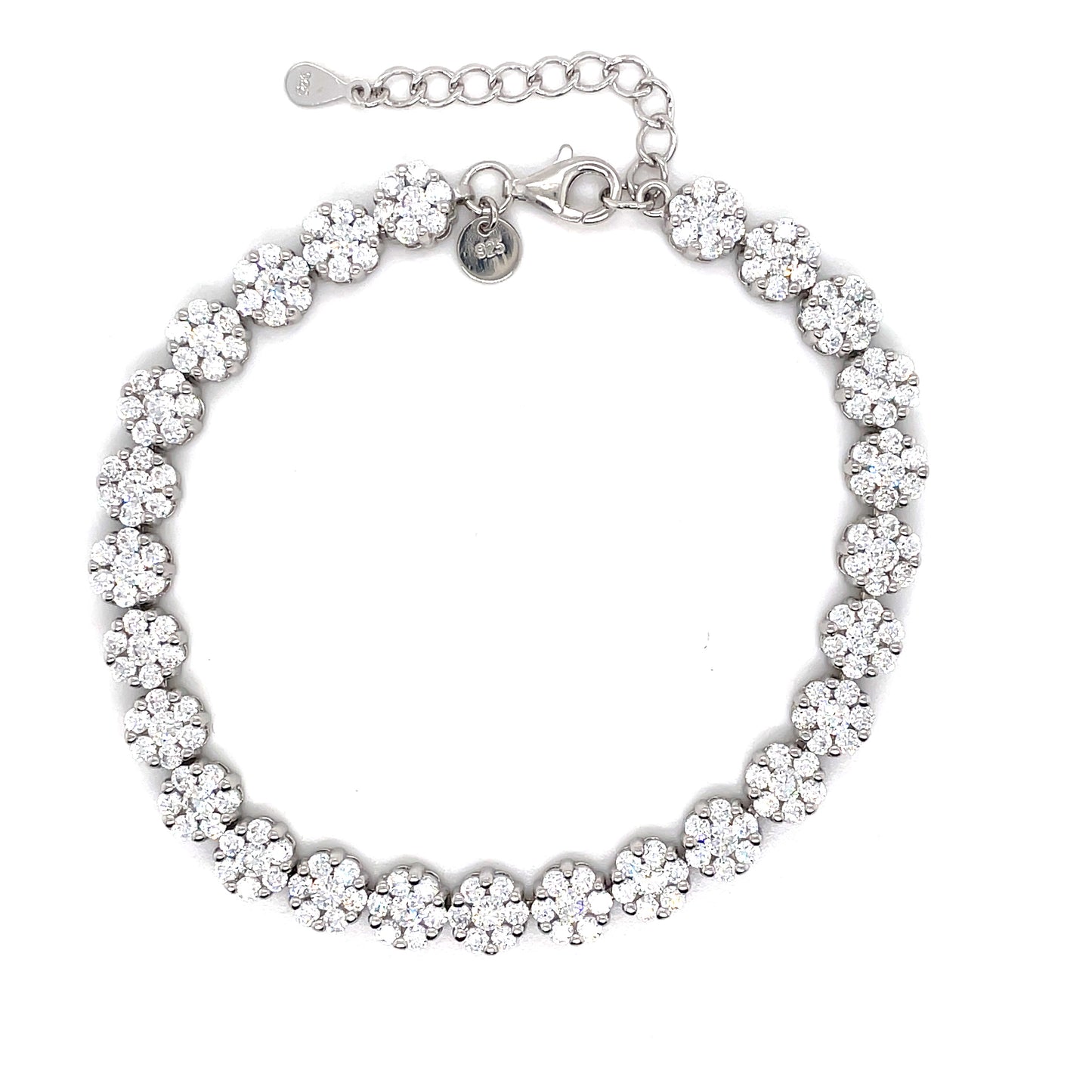 Sterling Silver Cubic Zirconia Flower Bracelet
