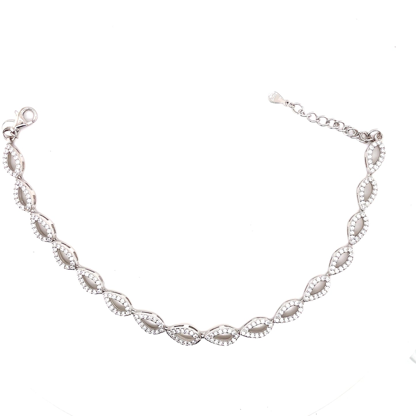 Sterling Silver Cubic Zirconia Open Teardrop Bracelet