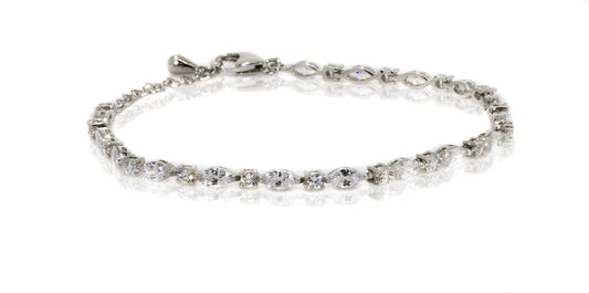 Sterling Silver Cubic Zirconia Marquise Bracelet