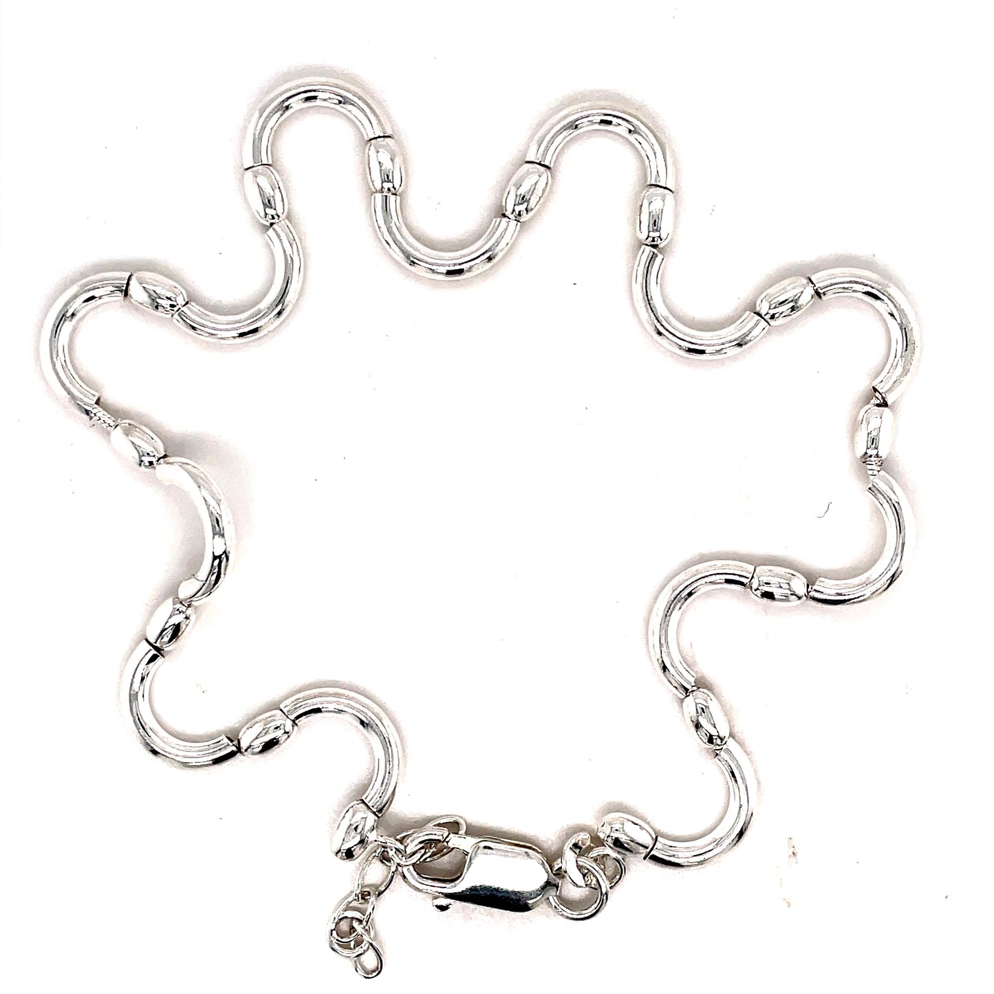 Silver Bracelet Wavy Style Link