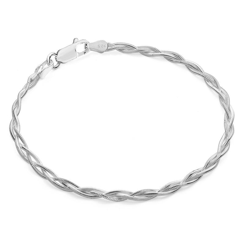 Silver Bracelet Interwoven Snake