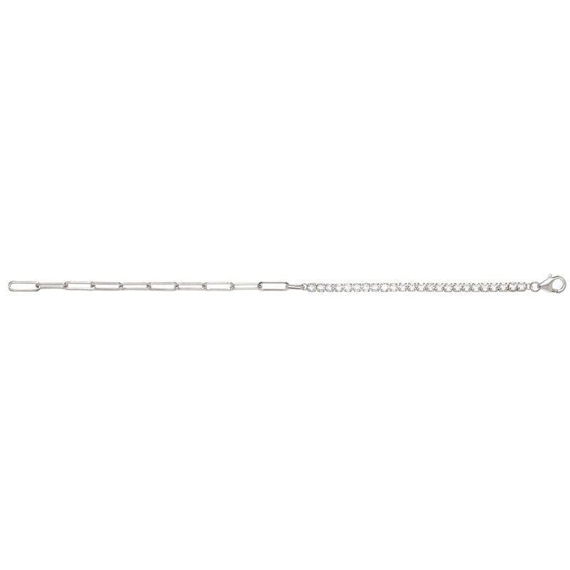 Silver Bracelet Cubic Zirconia Open Link