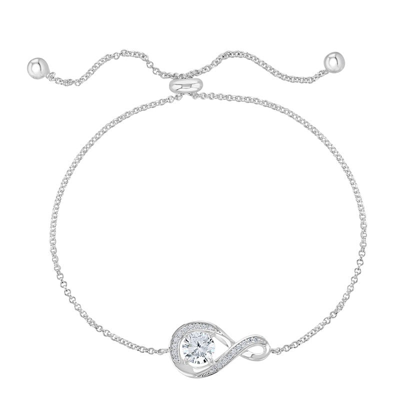 Silver Bracelet Cubic Zirconia Swirl