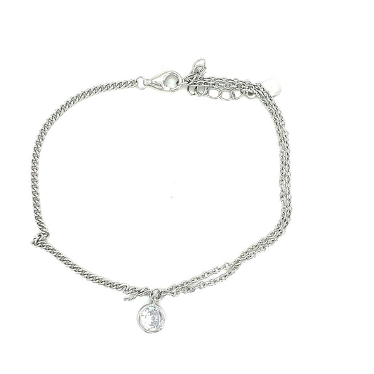 Sterling Silver Cubic Zirconia Fancy Link Tennis Bracelet