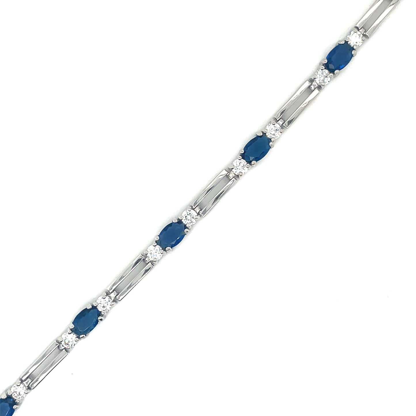 Sterling Silver Cubic Zirconia/Blue Stone Tennis Bracelet