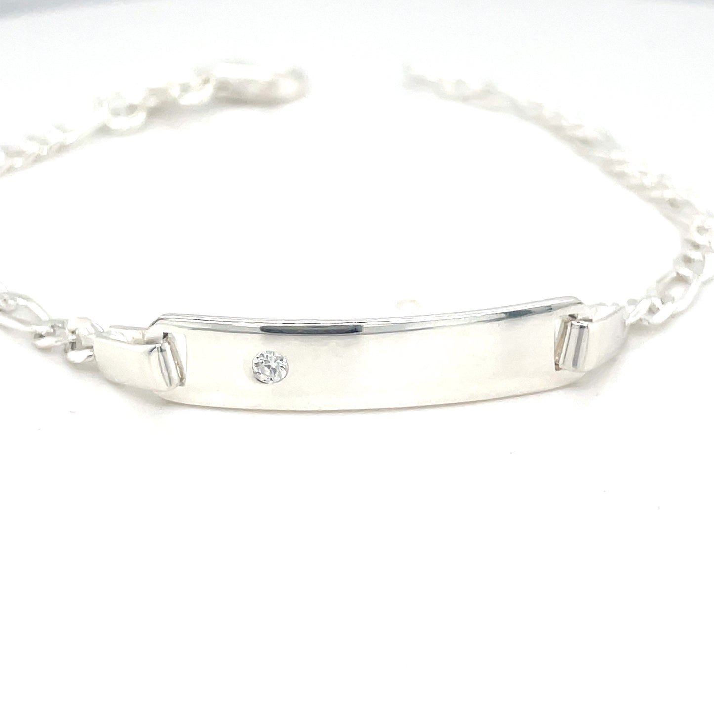 Sterling Silver Id Bracelet Figaro Link