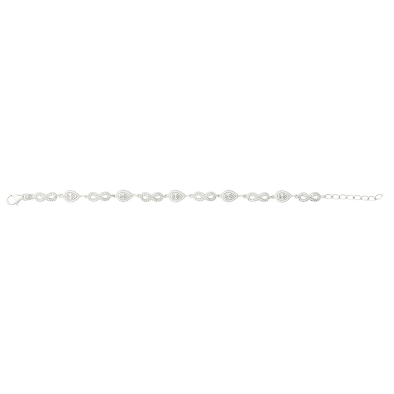 Sterling Silver Infinity/ Pear Cubic Zirconia Bracelet